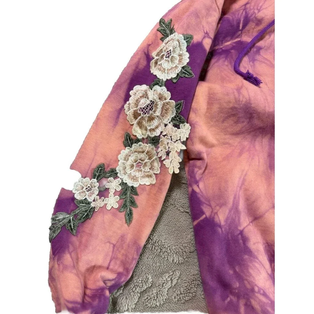 Civil Regime by Darc Sport White Rose Tie Dye Hoodie in Lilac Sand Size M NEW - Picture 4 of 6
